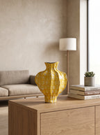 Artistic Fluted Yellow Spotted Vase