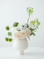 Zen White Rose and Hydrangea Faux Floral Arrangement