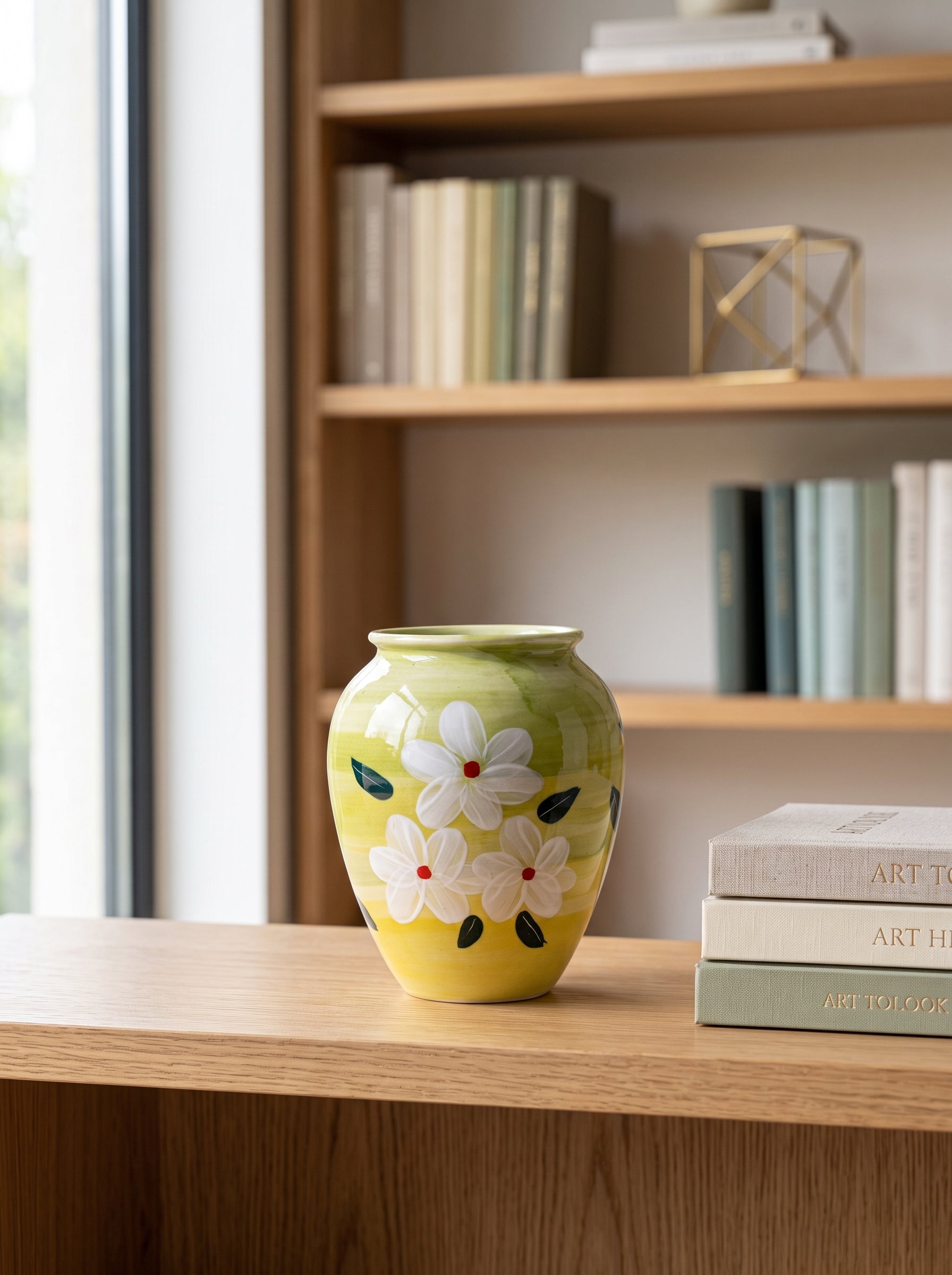 Vintage Hand-painted White Jasmine Bud Vase