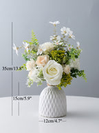 Nordic Fresh White Rose Wildflower Botanical Artificial Floral Arrangement