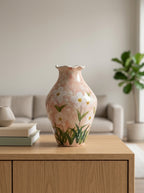 Hand-painted Blush Pink Floral Ceramic Vase