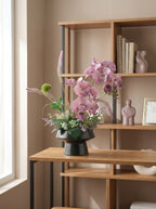 Zen Mauve Purple Orchid Botanical Faux Floral Arrangement