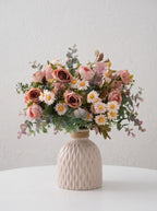 Dusty Rose and Daisy Faux Floral Arrangement