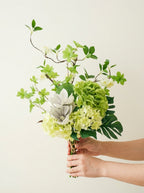 Nordic Magnolia and Green Hydrangea Botanical Faux Floral Arrangement