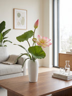 Zen Blush Lotus and Lily Pad Faux Floral Arrangement