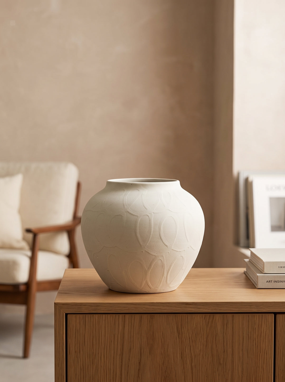 Minimalist Handcrafted Line Relief Vase