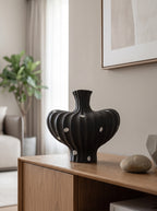 Modern Matte Black Polka Dot Sculptural Vase