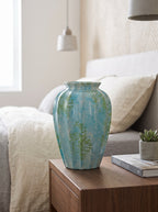 Spotted Ocean Blue Fluted Vase