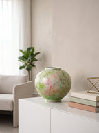 Sculptural Green Splash Aesthetic Moon Vase