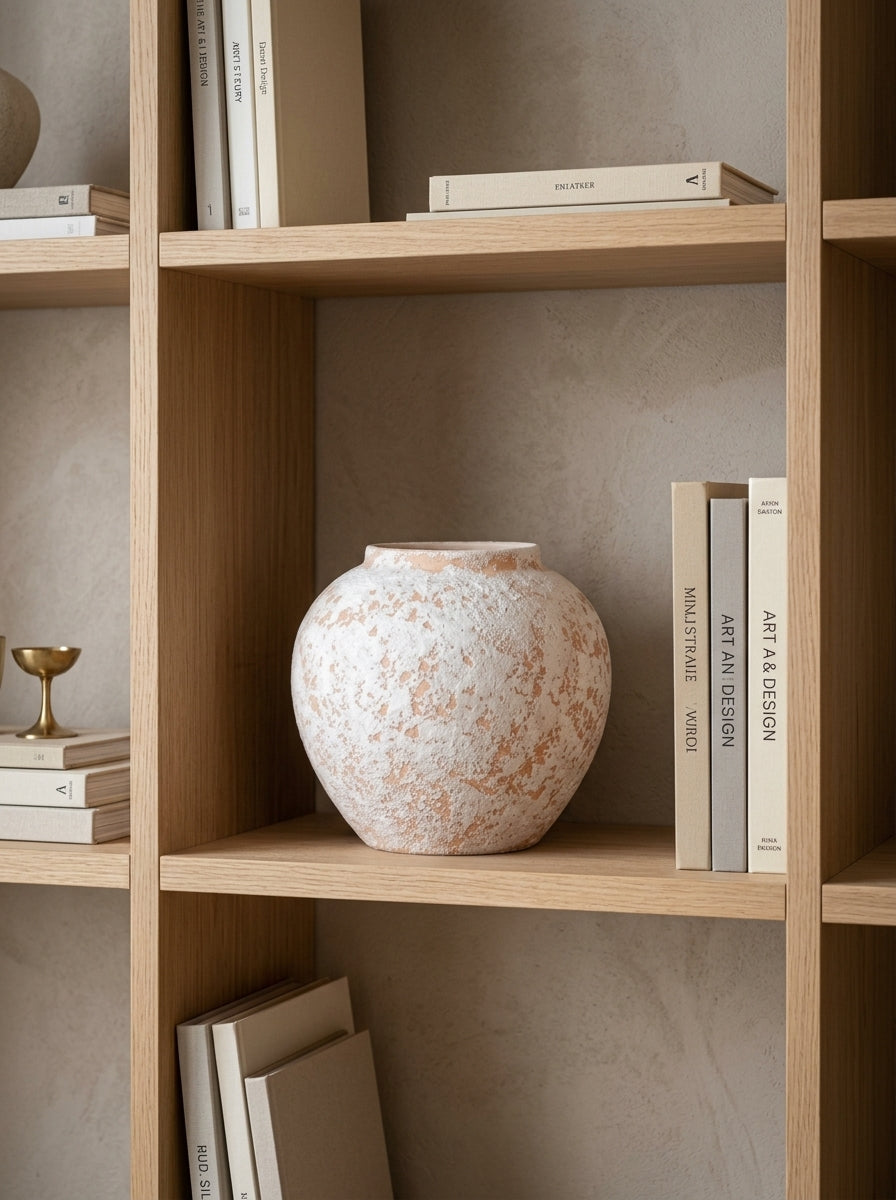 Rustic Textured White Terracotta Vase