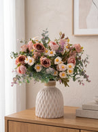 Dusty Rose and Daisy Faux Floral Arrangement