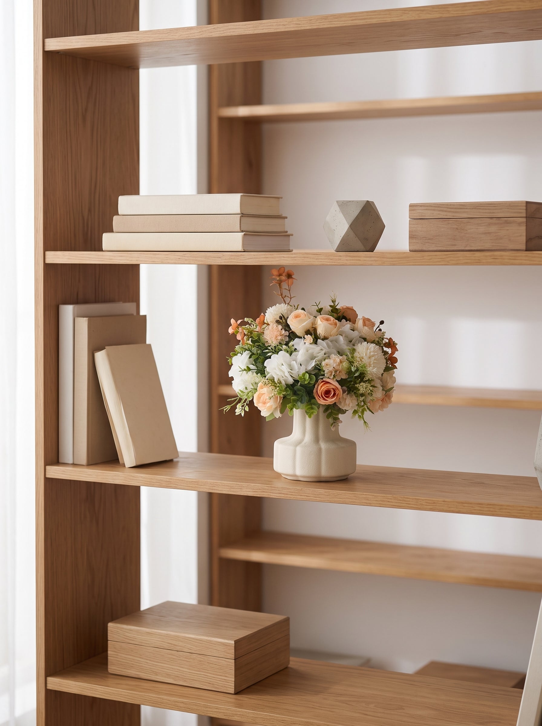 Luxury French Champagne Rose Hydrangea Botanical Artificial Floral Arrangement