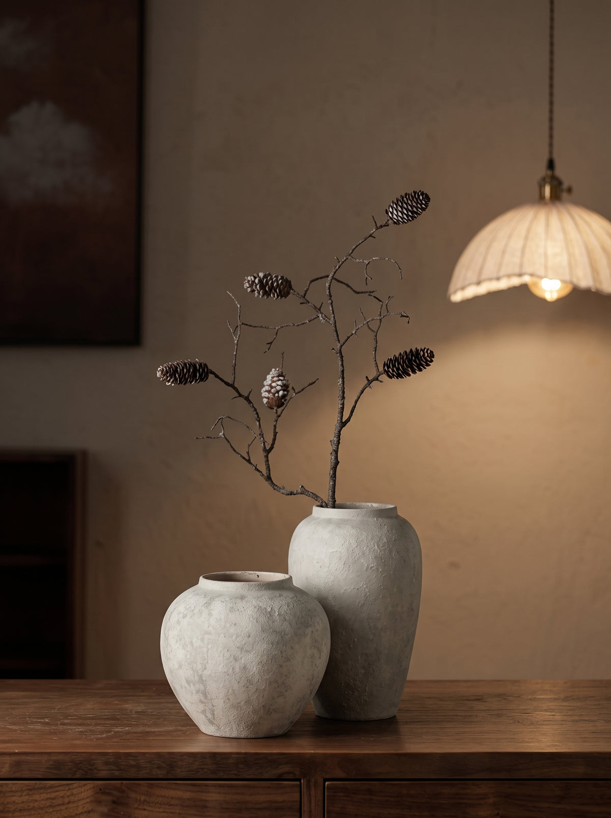 Zen Wabi-Sabi Concrete Textured Vase