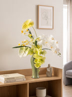 Zen Butterfly Orchid and Anthurium Faux Floral Arrangement