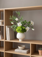 Zen White Magnolia and Green Hydrangea Faux Floral Arrangement