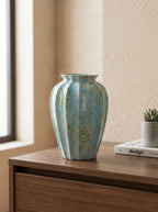 Spotted Ocean Blue Fluted Vase