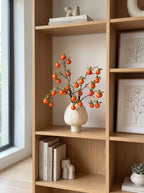 Golden Autumn Persimmon Fruit Botanical Branch Artificial Floral Arrangement