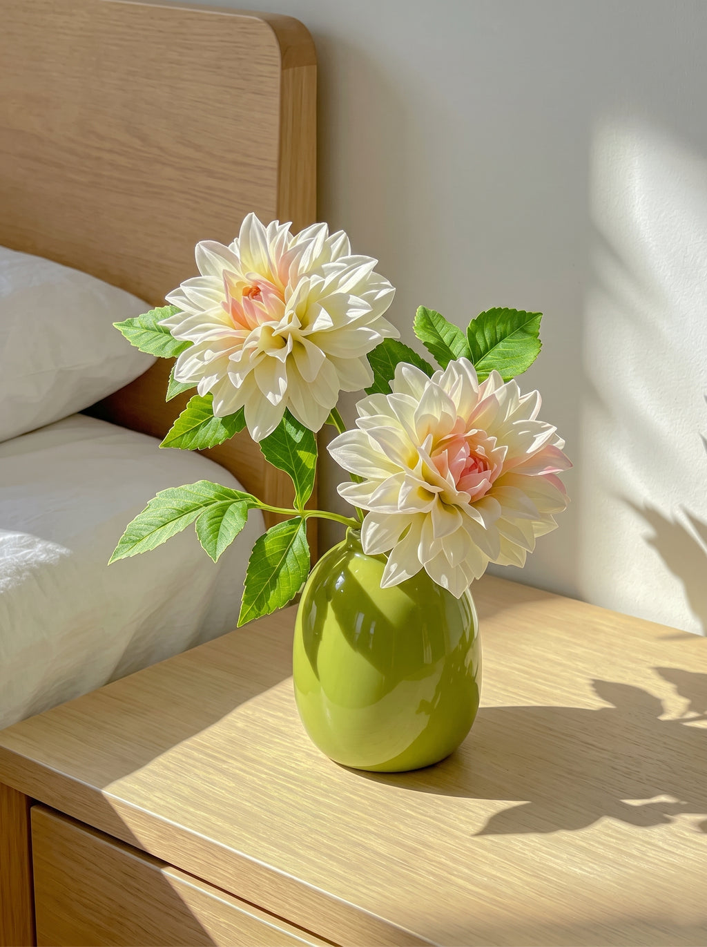 Creamy Blush Dahlia Bloom Faux Floral Arrangement