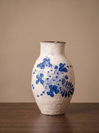 Vintage Blue Wisteria Handcrafted Ceramic Vase