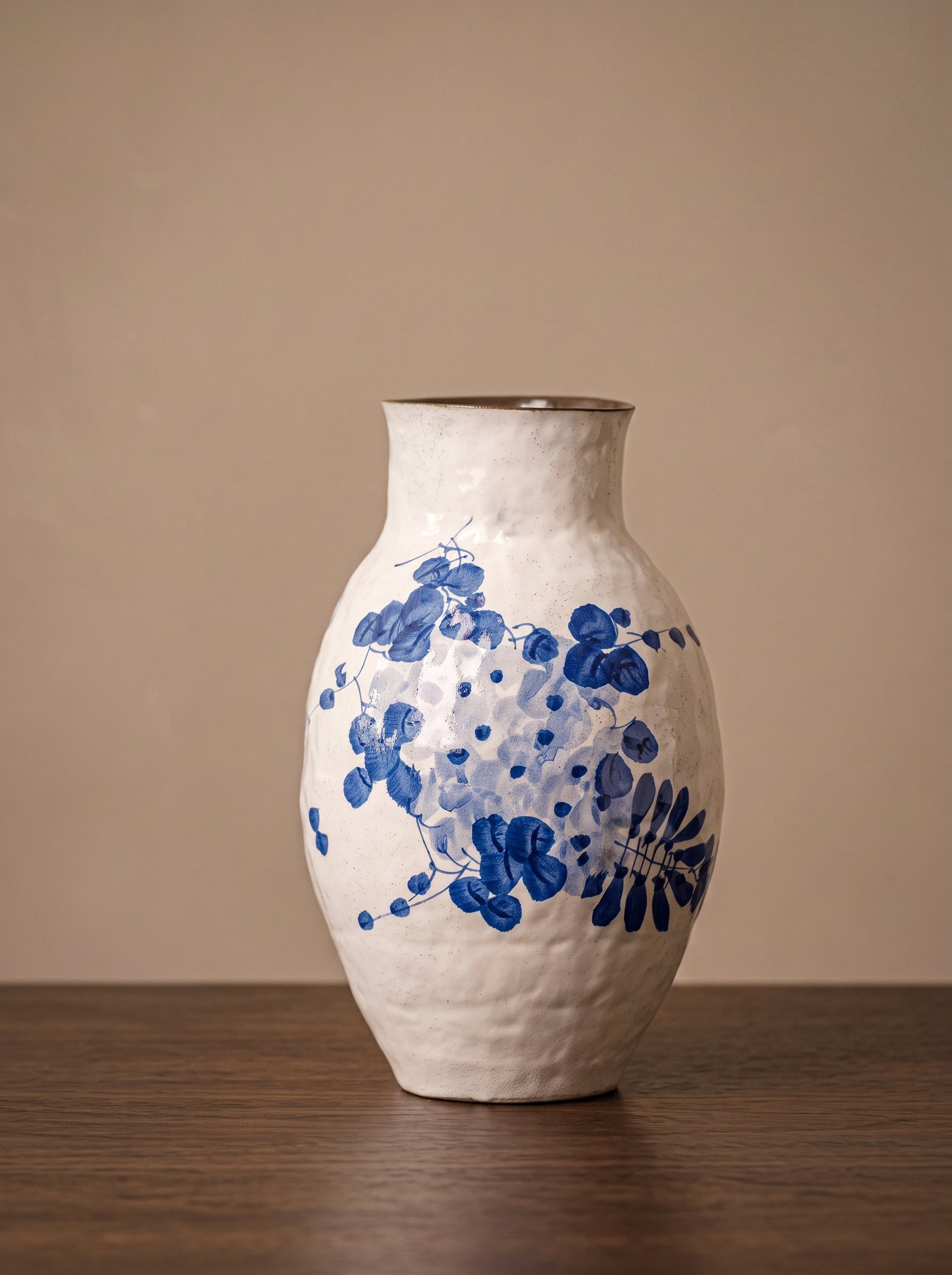 Vintage Blue Wisteria Handcrafted Ceramic Vase