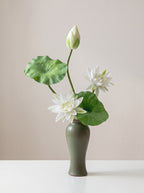 Zen Pure White Lotus Spray Faux Floral Arrangement