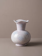 French Elegant Fluted Pastel Ceramic Flower Vase