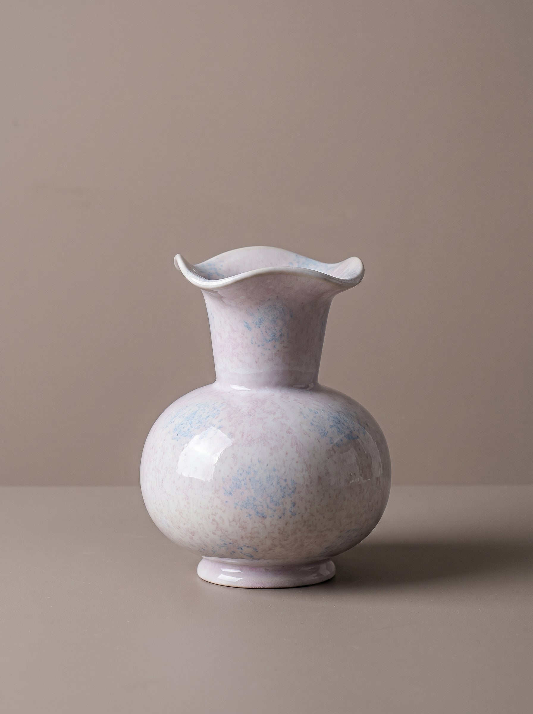 French Elegant Fluted Pastel Ceramic Flower Vase
