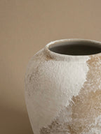 Wabi Sabi Distressed White Washed Textured Ceramic Vase