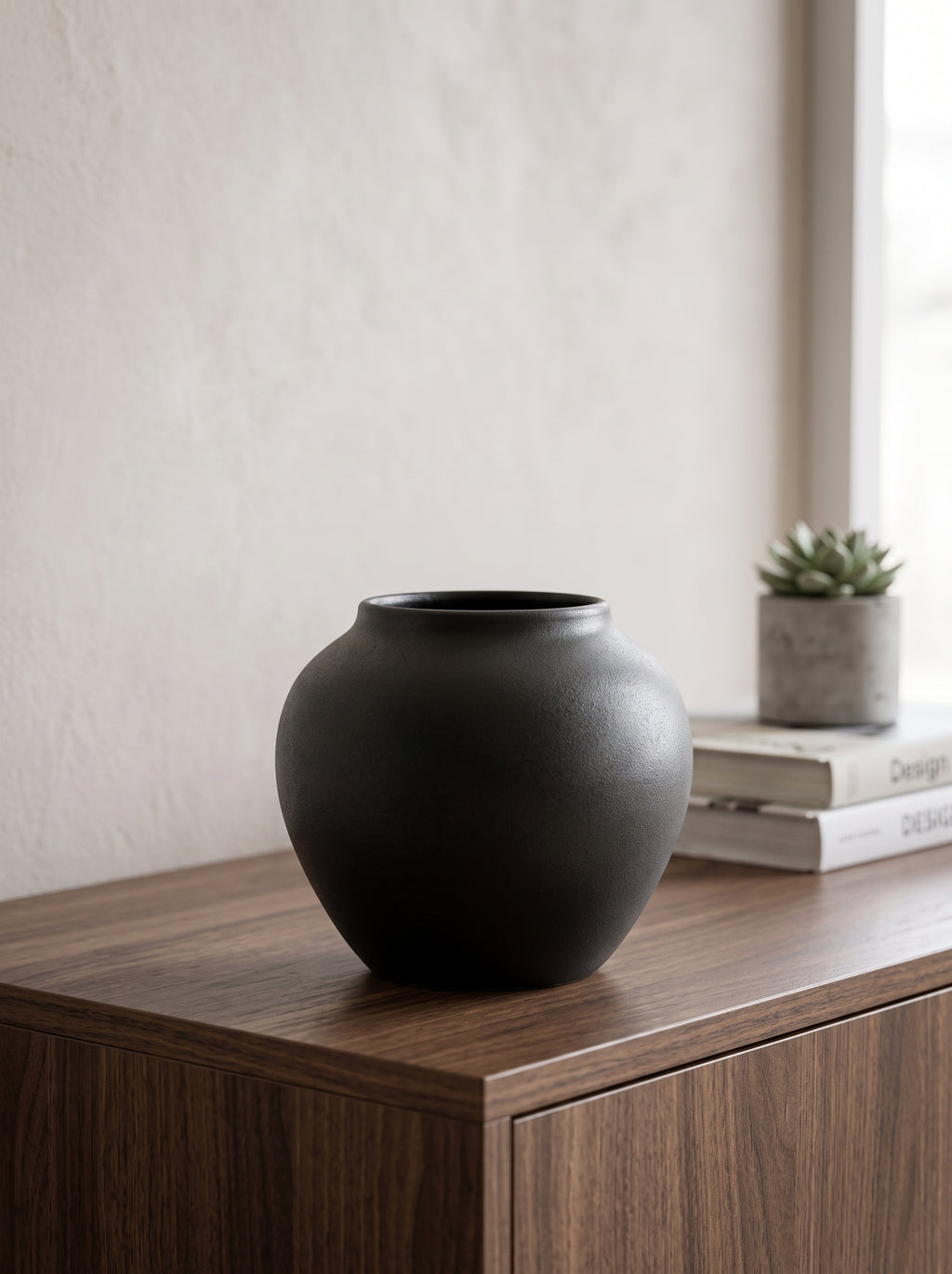 Wabi-Sabi Black Sculptural Vase