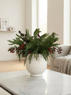 Winter Pine & Red Berry Faux Floral Arrangement