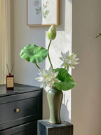 Zen Pure White Lotus Spray Faux Floral Arrangement