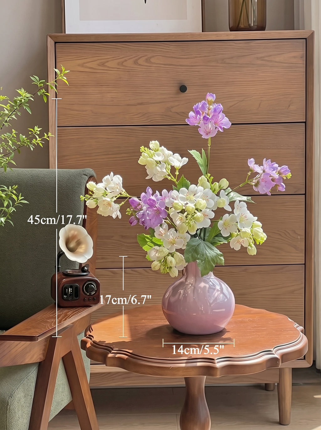 Vibrant Spring Apple Blossom Botanical Artificial Floral Arrangement