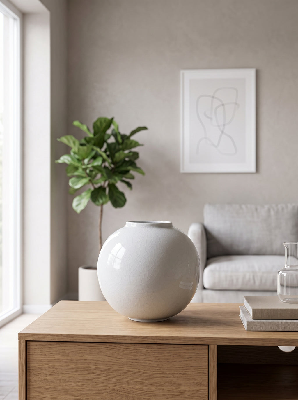 Minimalist White Crackle Glaze Ceramic Vase