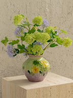 French Country Hand-painted Sunflower Ceramic Vase