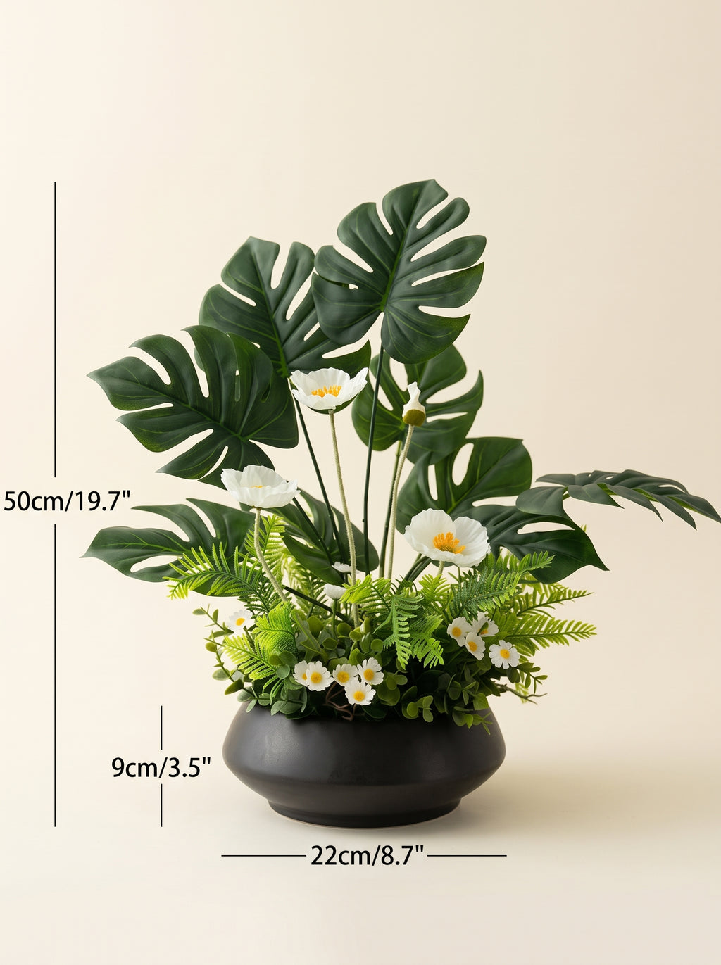 Modern Tropical White Daisy Faux Floral Arrangement