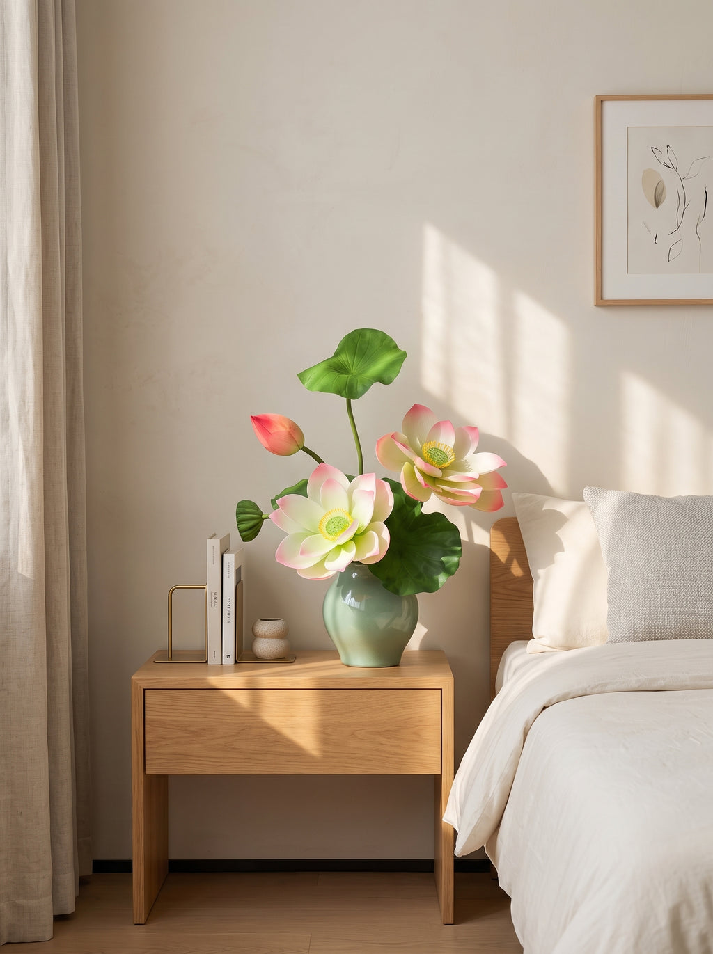 Serene Zen Lotus Bloom Botanical Artificial Floral Arrangement