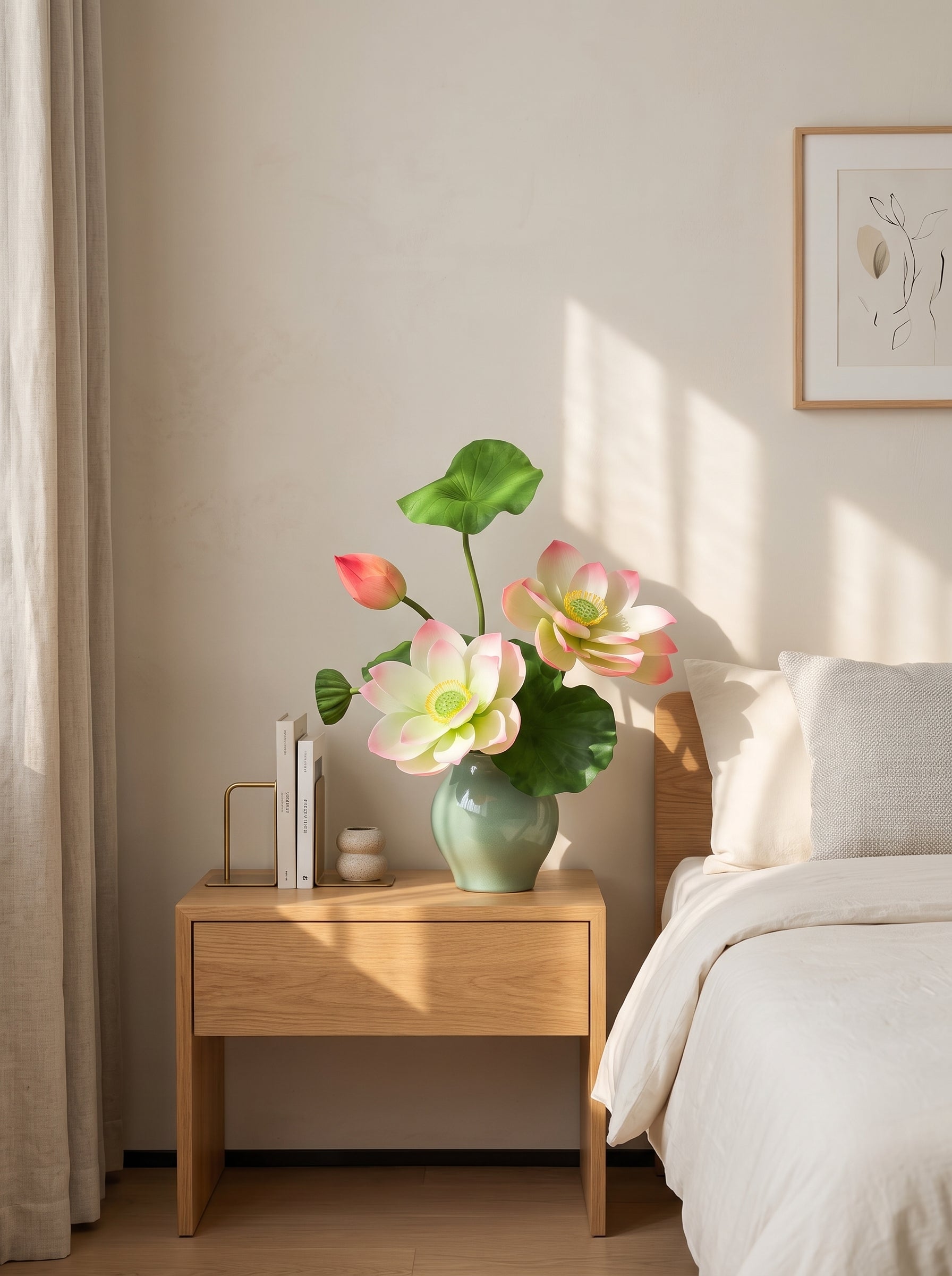 Serene Zen Lotus Bloom Botanical Artificial Floral Arrangement