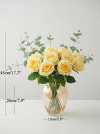 Serene Butter Yellow Rose Spray Faux Floral Arrangement