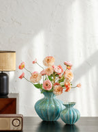Artisanal Fluted Mint Blue Vase