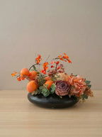 Zen Persimmon and Vintage Rose Botanical Faux Floral Arrangement