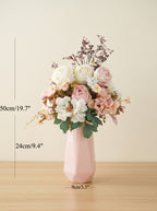 French Country Creamy Pink Rose Daisy Faux Floral Arrangement