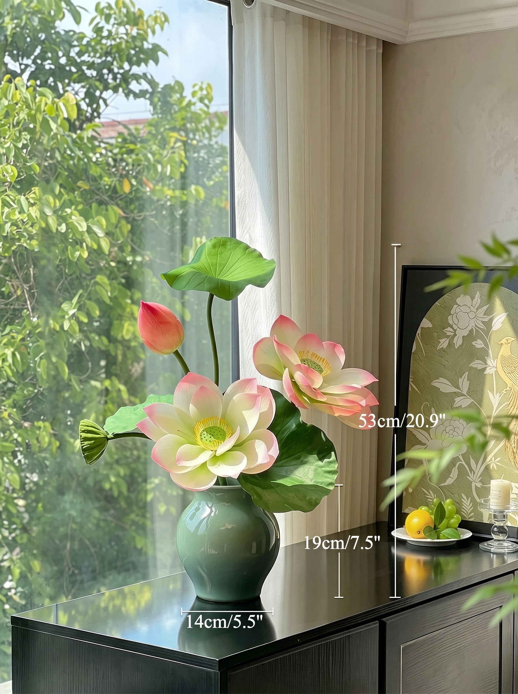 Serene Zen Lotus Bloom Botanical Artificial Floral Arrangement