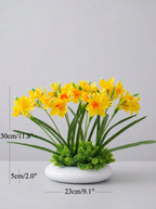 Zen Vibrant Yellow Daffodil Botanical Faux Floral Arrangement
