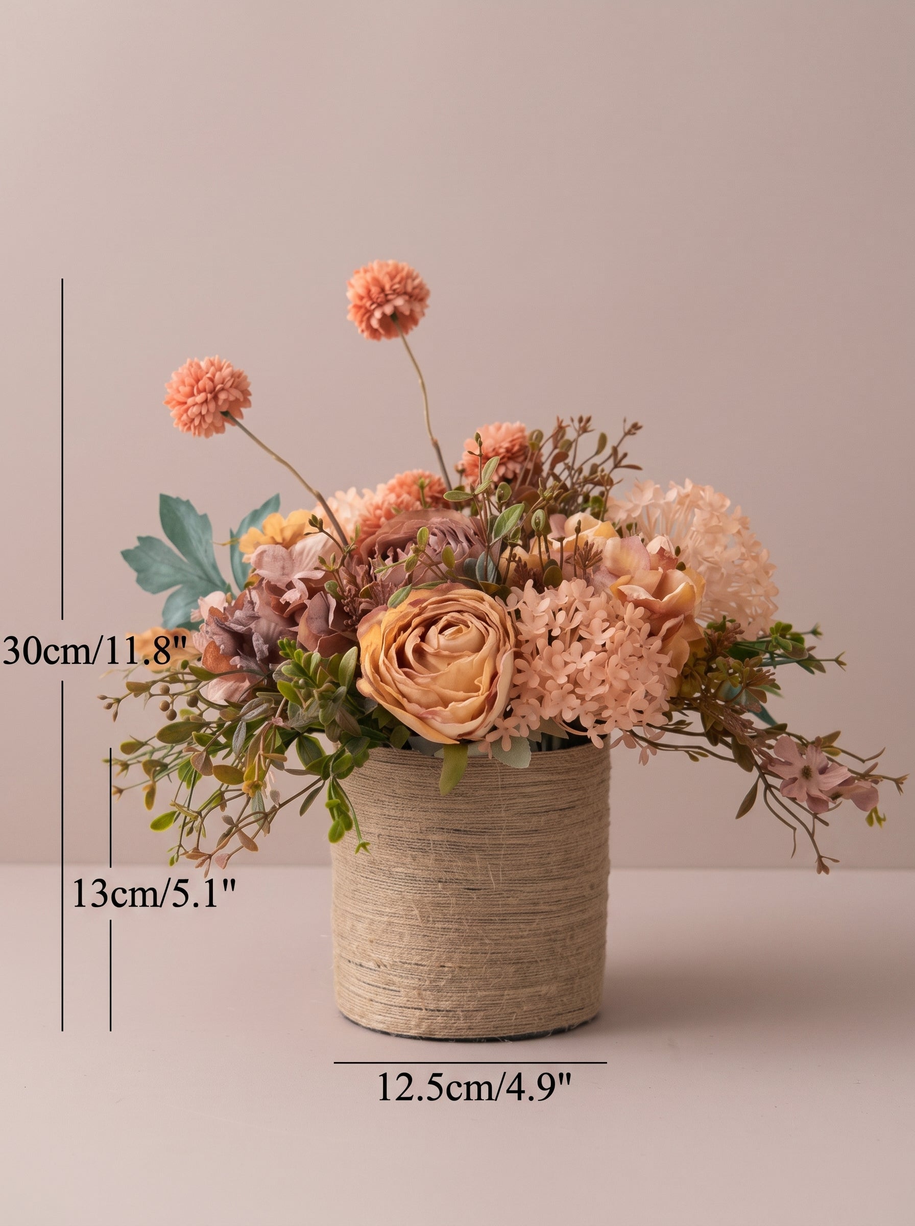 European Vintage Peony Rose Romantic Artificial Floral Arrangement
