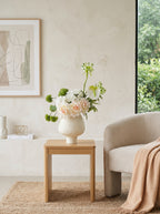 Zen White Rose and Hydrangea Faux Floral Arrangement