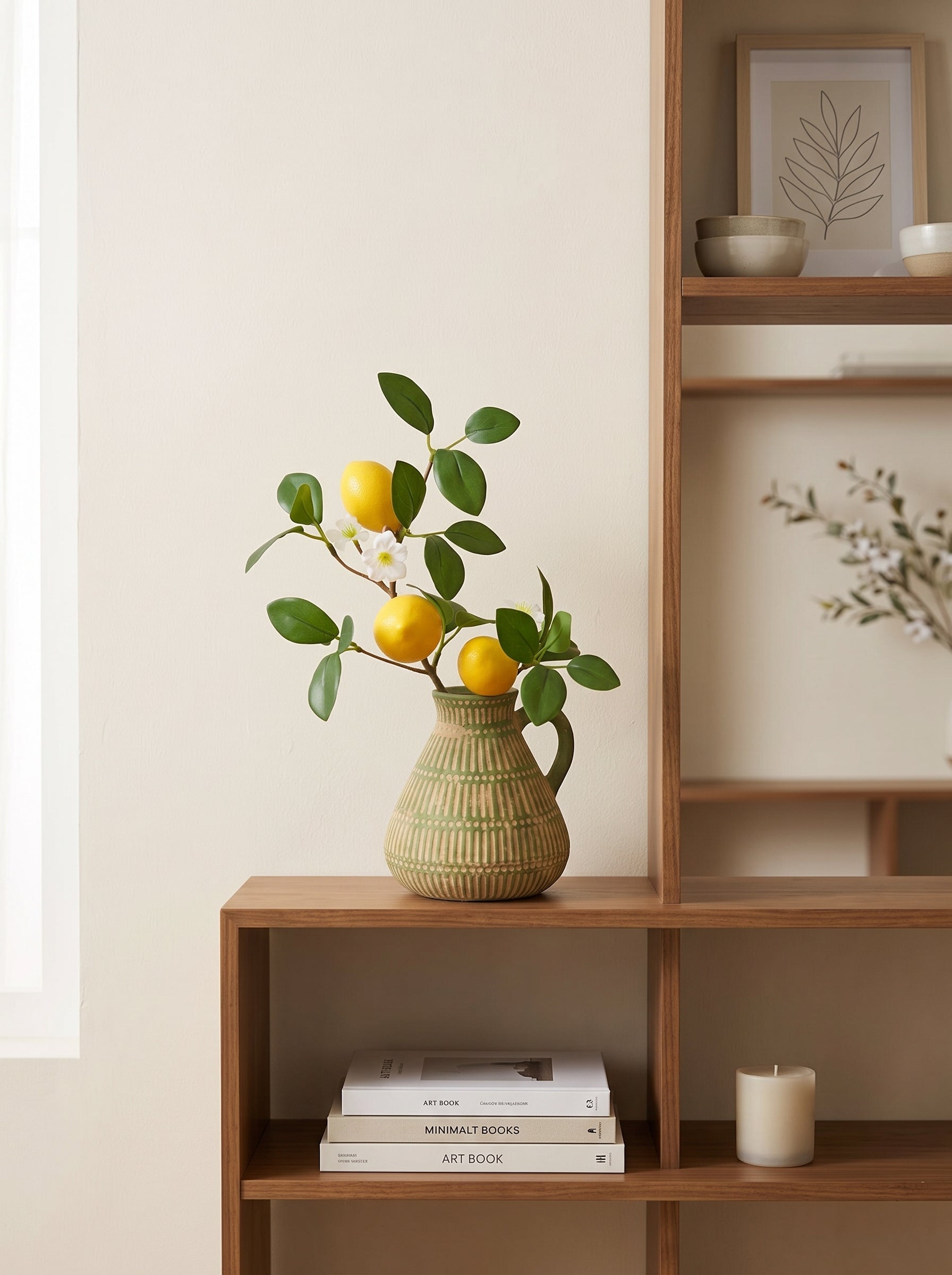 Vibrant Mediterranean Lemon Botanical Artificial Floral Arrangement