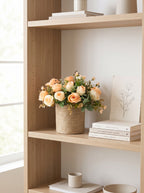 Rustic Apricot Rose Garden Spray Faux Floral Arrangement