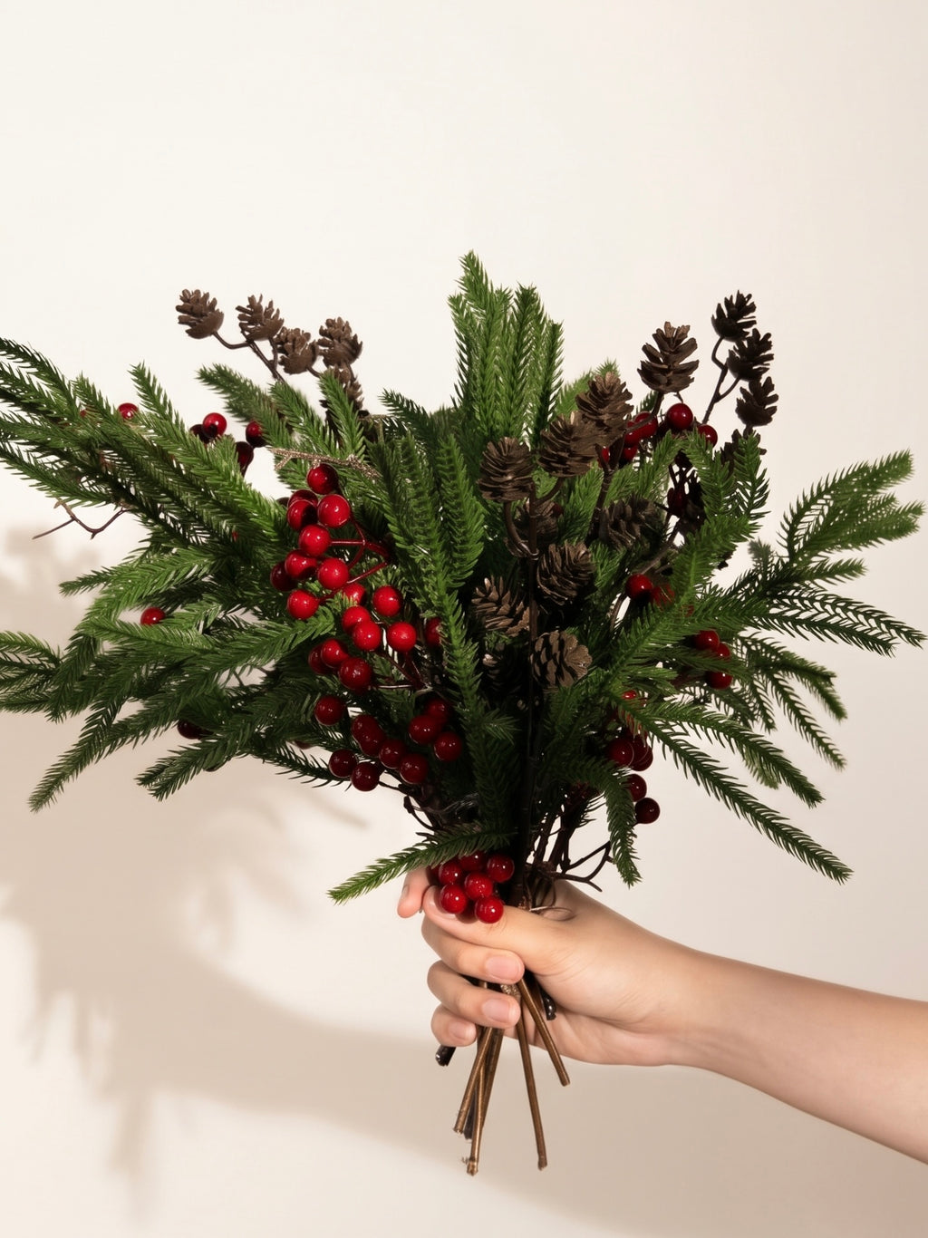 Winter Pine & Red Berry Faux Floral Arrangement