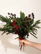 Winter Pine & Red Berry Faux Floral Arrangement