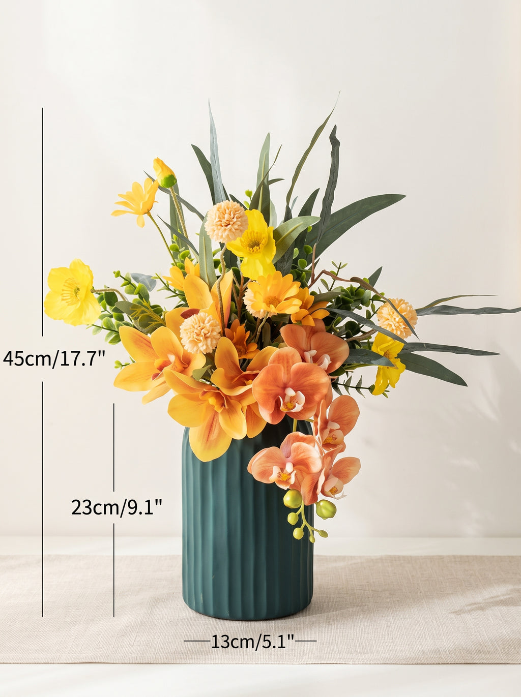 Vintage Golden Orchid Spray Faux Floral Arrangement